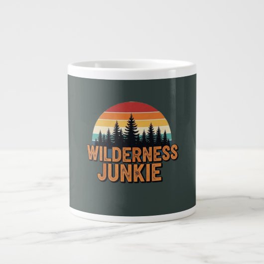 Wilderness junkie retro design ジャンボコーヒーマグカップ (正面)