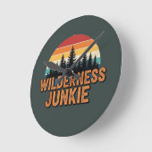 Wilderness junkie retro design ラウンド壁時計 (傾斜)