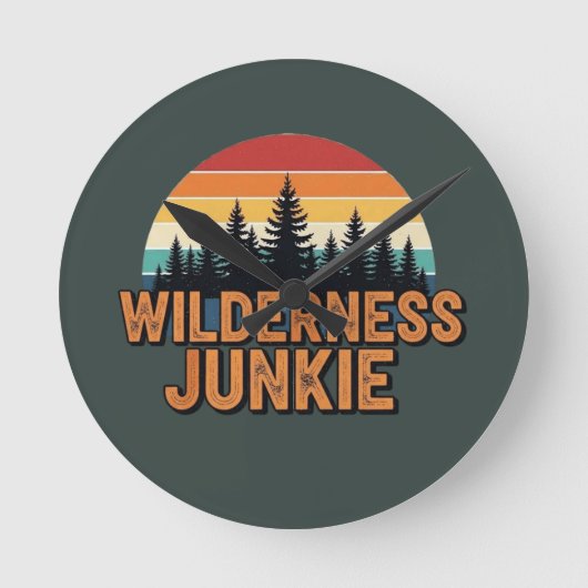 Wilderness junkie retro design ラウンド壁時計 (正面)