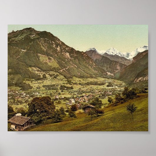 Wilderswil village, Schynige Platte, with Mount Ei ポスター (正面)