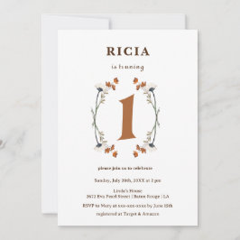 Wildflowerエレガントの最初の誕生日 招待状