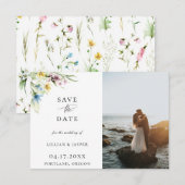 Wildflowerエレガント Botanical Photo Save The Date 案内状 (正面/裏面)