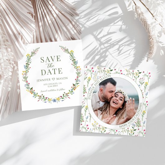 wildflowerカラフル写真の招待状を保存する