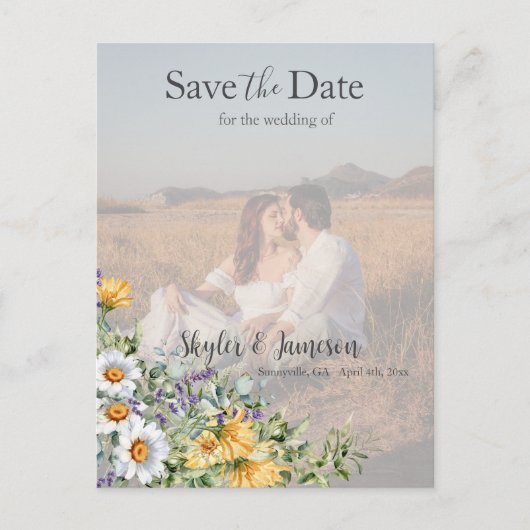 Wildflowerカラフル日付の写真を保存 ポストカード (正面)