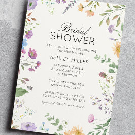 Wildflowerシンプルのブライダルシャワー、結婚Wildflowerの 招待状