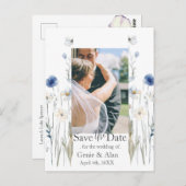 Wildflowerモダン日付の写真を保存 ポストカード (正面/裏面)