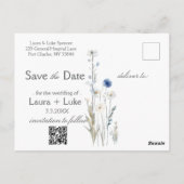 Wildflowerモダン日付の写真を保存 ポストカード (裏面)