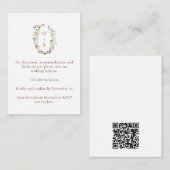 Wildflowerモノグラム結婚式詳細QRコードカード エンクロージャーカード (正面/裏面)