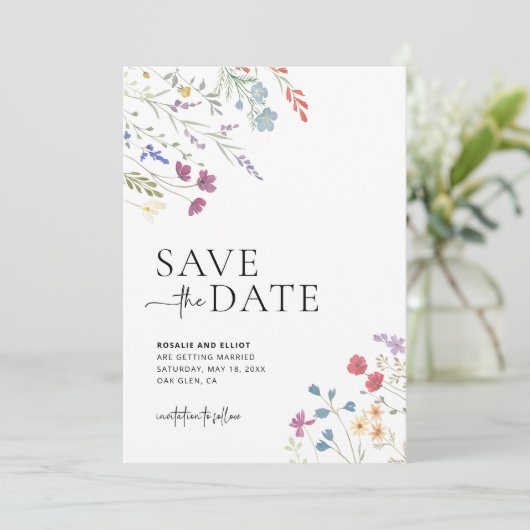 Wildflower日付を保存し、Boho日付を保存 招待状 (スタンド正面)