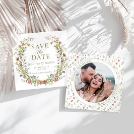 wildflower素朴写真の招待状を保存する