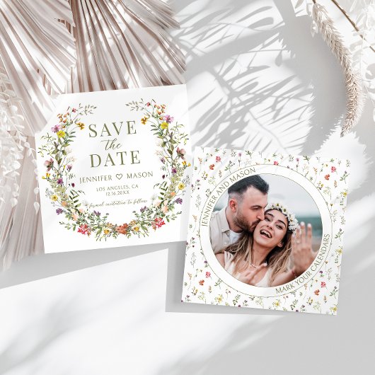 wildflower素朴写真の招待状を保存する