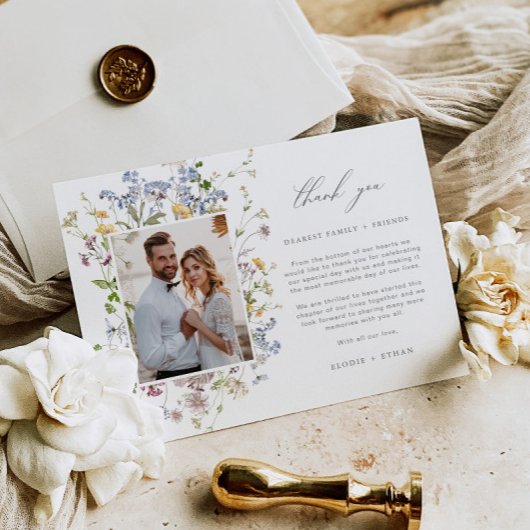 Wildflower結婚のサンキューカードとPhoto Boho サンキューカード