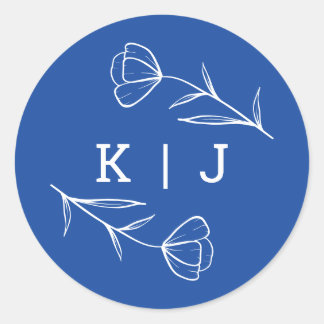 Wildflower結婚's Monogram Sticker in Cobalt ラウンドシール