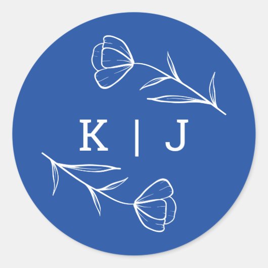 Wildflower結婚's Monogram Sticker in Cobalt ラウンドシール (正面)