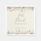Wildflower食べドリンク我々は結婚した結婚の スタンダードカクテルナプキン (正面)