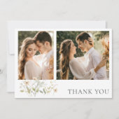 Wildflower エレガント Two Photo's 結婚 Thank You サンキューカード (正面)