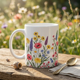 Wildflower コーヒーマグ：ビンテージ植物画 フローラル コーヒーマグカップ