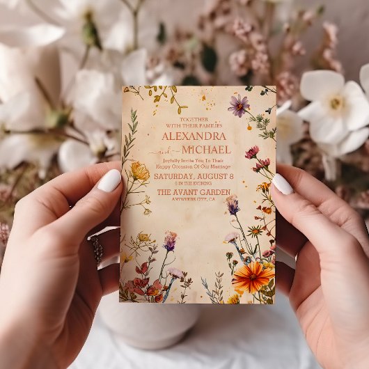 Wildflower テラコッタ フラワー ウォーターカラー ウェディング 招待状