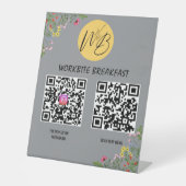 Wildflower モダンメニュー、Instagram QRコード 台座サイン (正面)