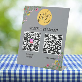 Wildflower モダンメニュー、Instagram QRコード 台座サイン