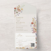 Wildflower 秋の結婚式QRコード オールインワン招待状 (内側)