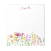 Wildflower 縁どかわいらしパーソナライズされた Notepad ノートパッド (正面)