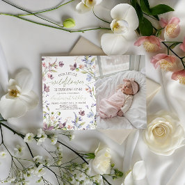 Wildflower 1st Birthday Photo Invitation 招待状