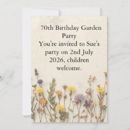 Wildflower 70th Birthday Garden Party Floral  カード