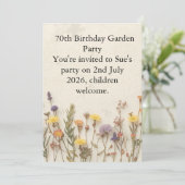 Wildflower 70th Birthday Garden Party Floral  カード (スタンド正面)