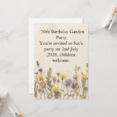 Wildflower 70th Birthday Garden Party Floral  カード (正面/裏面インサイチュ)