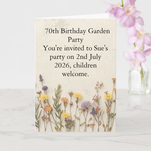 Wildflower 70th Birthday Garden Party Floral  カード (蘭)