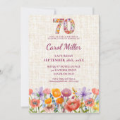 Wildflower 70th Birthday Party - Floral Number 招待状 (正面)