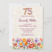 Wildflower 75歳の誕生日パーティー - 花の数字デザイン 招待状 (正面)