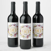 Wildflower 90歳の誕生日 ワインラベル (ボトル)