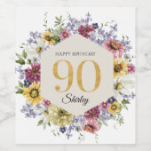 Wildflower 90歳の誕生日 ワインラベル (シングルラベル)