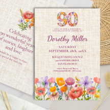 Wildflower 90th Birthday - Floral Number Party