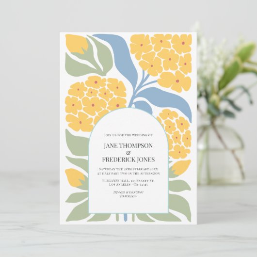 Wildflower Abstract Floral Modern Spring Wedding 招待状 (スタンド正面)