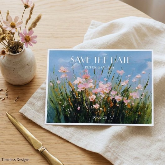 Wildflower Acrylic Art Save the Date Postcard ポストカード