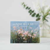 Wildflower Acrylic Art Save the Date Postcard ポストカード (スタンド正面)