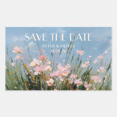Wildflower Acrylic Art Save the Date Postcard 長方形シール (正面)