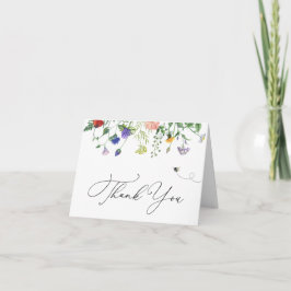 Wildflower and Bee Thank You Note Card ノートカード