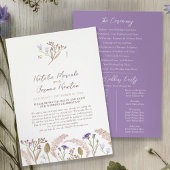 Wildflower and grasses watercolor wedding program プログラム