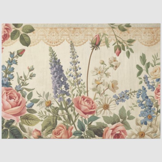 Wildflower & Antique Rose デコパージュ カントリーロア 薄葉紙 (正面)