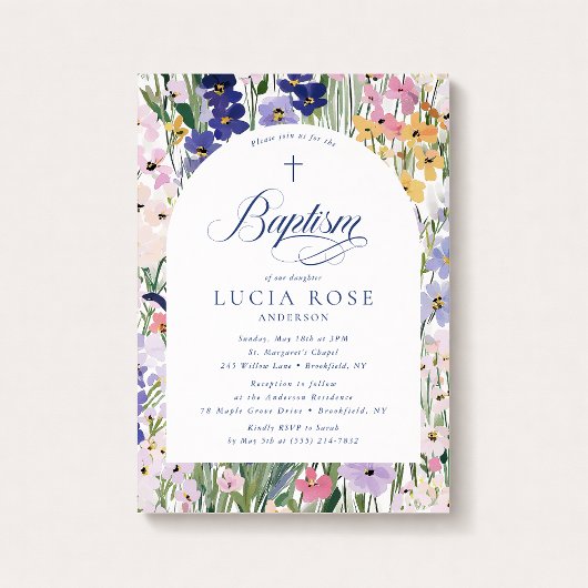 Wildflower Arch Baptism Invitation 招待状