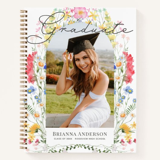 Wildflower Arch Photo Graduation Guest Book ノートブック (正面)