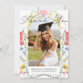 Wildflower Arch Photo Graduation Thank You Card 招待状 (正面)