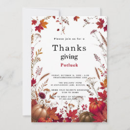 Wildflower Autumn Thanksgiving Potluck Invitation 招待状