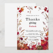 Wildflower Autumn Thanksgiving Potluck Invitation 招待状 (正面/裏面)