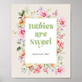 Wildflower  Babies are sweet pink sage Baby Shower ポスター (正面)