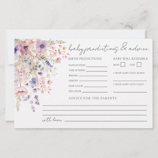 Wildflower Baby Advice Predictions Card (正面)
